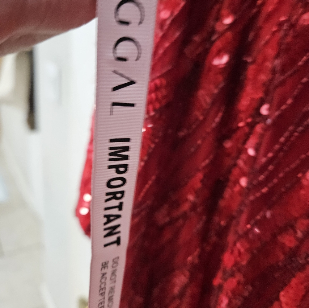 Mac DuggalEmbellished Faux Wrap Open Back Gown Red Sz 18 NWT - Picture 15 of 16